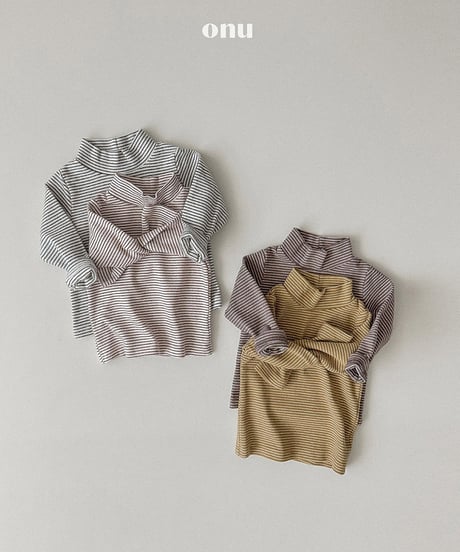 予約 ONU Soft Stripe Mock-Neck Tee