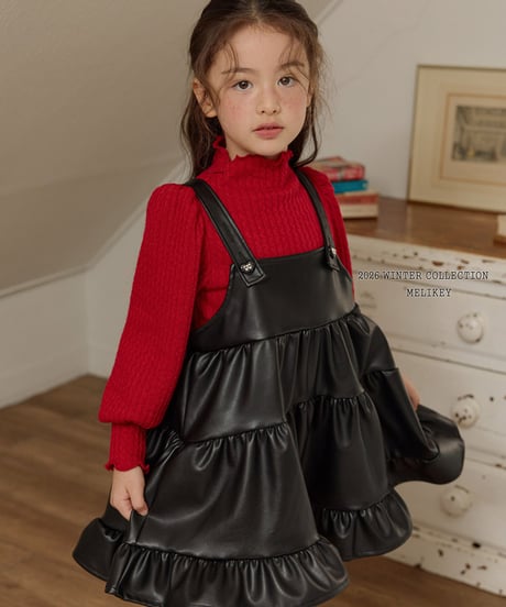 予約 melikey Chic leather Kang Kang one-piece