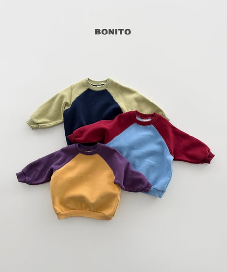予約 bonito Color-Block Raglan man to man