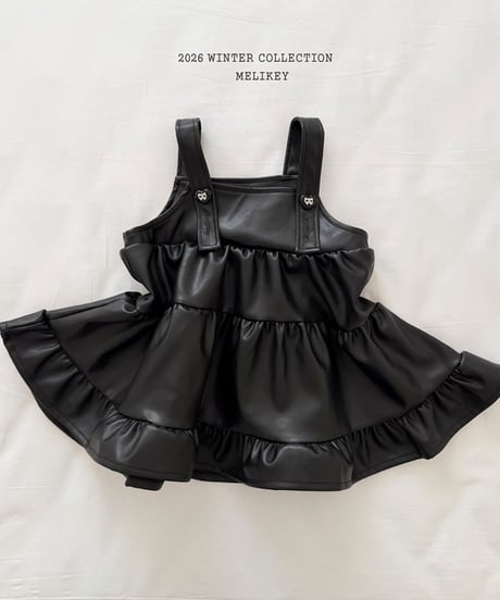 予約 melikey Chic leather Kang Kang one-piece