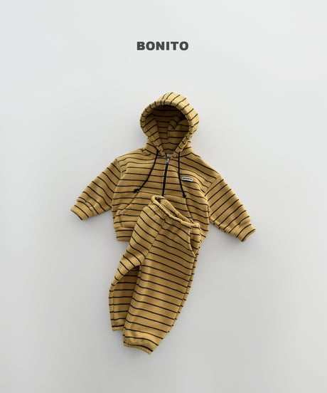 予約 bonito Stripe Hooded Zip-Up Set