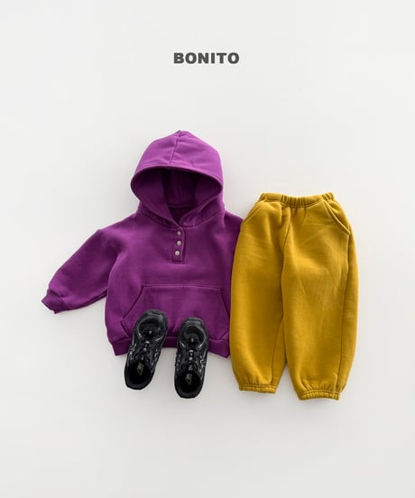 予約 bonito Binding-Trim Snap-Button Hoodie