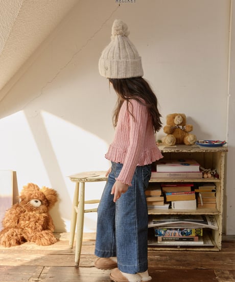 予約 melikey Velvet ribbon denim pants