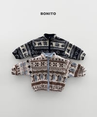 予約 bonito Nordic Pattern Zip-Up Jacket
