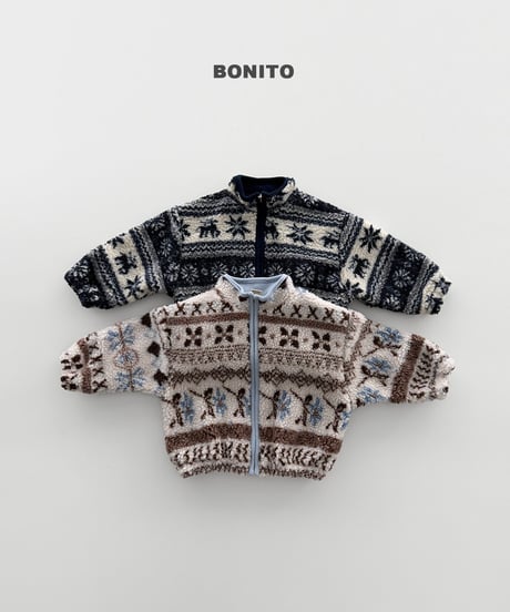 予約 bonito Nordic Pattern Zip-Up Jacket