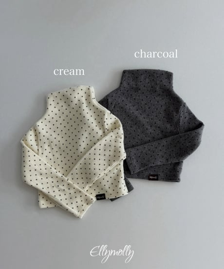 予約Elly Molly Dot Fleece-Lined Mock Neck Tee