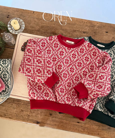 予約 OREN Snowflake Knit Sweatshirt(scarf set)