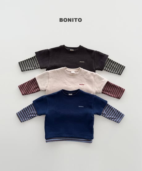 予約 bonito Fleece-Lined Short-Sleeve Layered Tee