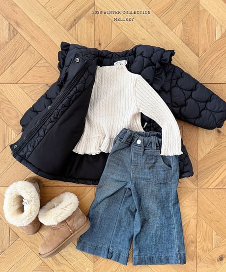 予約 melikey Cable knit frill Tee