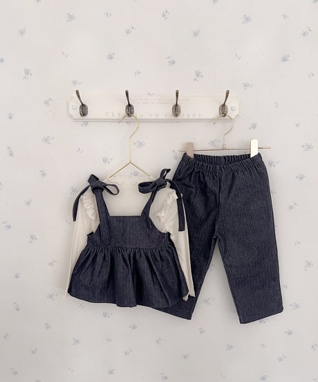 一部即納Herringbone denim set up