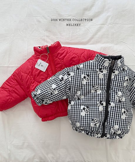 予約 melikey Mickey check reversible jumper