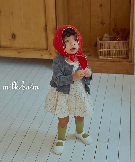 予約milkbalm Heart Ribbed Cardigan Set