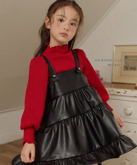 予約 melikey Chic leather Kang Kang one-piece
