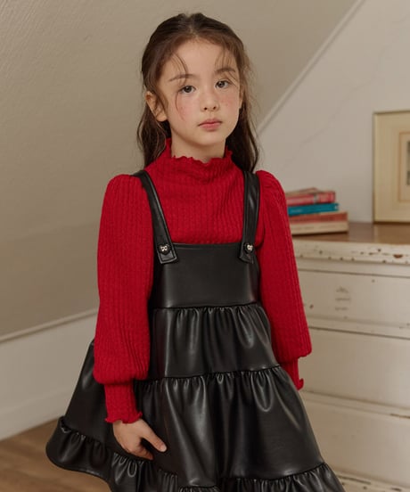 予約 melikey Chic leather Kang Kang one-piece