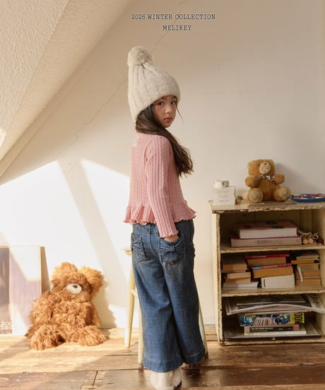 予約 melikey Velvet ribbon denim pants