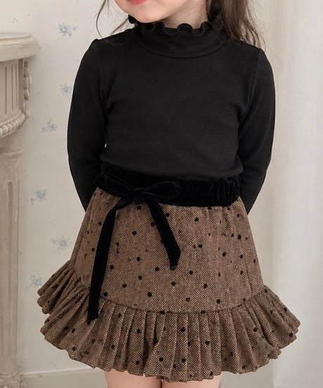 即納Dot Frill Ribbon Skirt