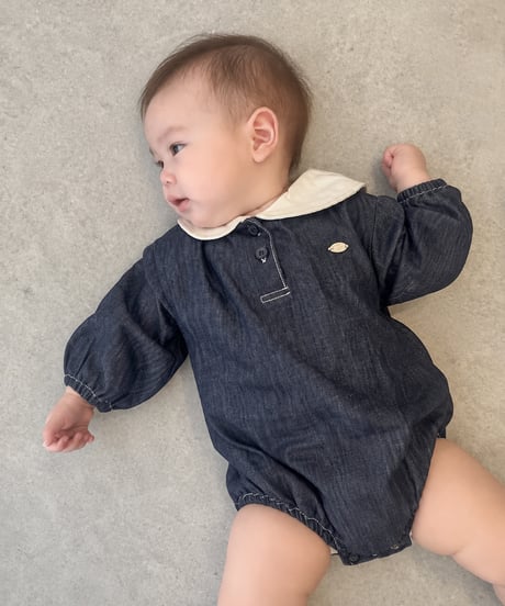 即納sailor denim rompers