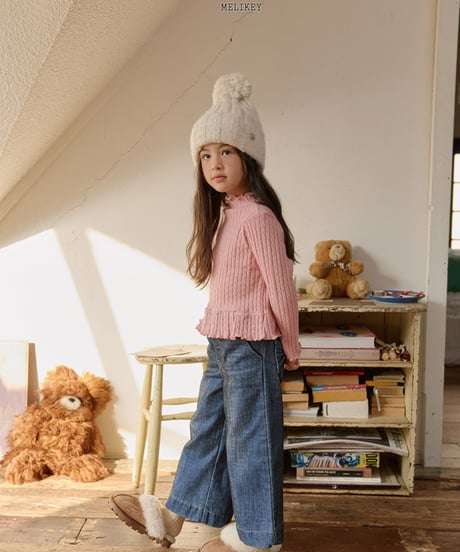 予約 melikey Cable knit frill Tee