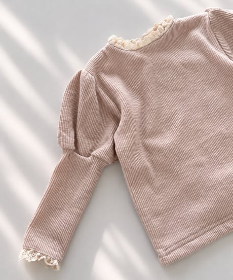 即納Lace Frill Puff Tops