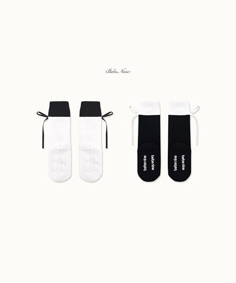 予約 bebe nine Nine Ribbon Half Stocking Set (2p)