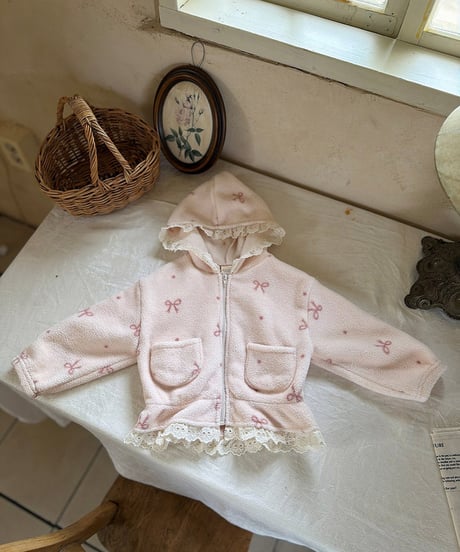 予約 marron Ribbon hood zip-up