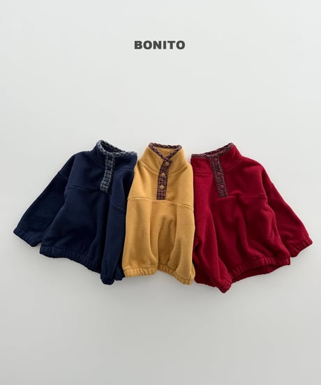 予約 bonito Check-Detail Fleece man to man