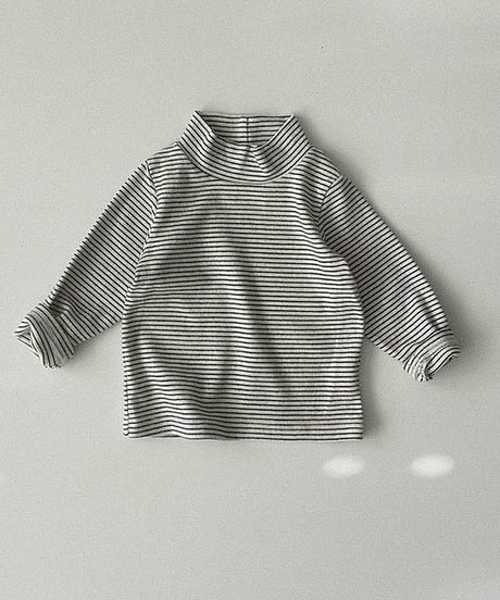 予約 ONU Soft Stripe Mock-Neck Tee