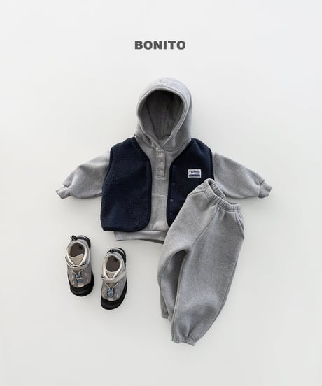 予約 bonito Binding-Trim Snap-Button Hoodie