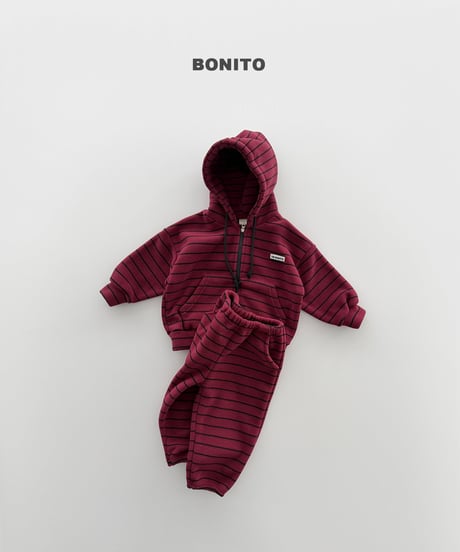 予約 bonito Stripe Hooded Zip-Up Set