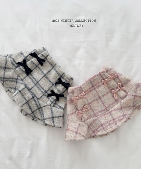 予約 melikey Check ribbon frill skirt