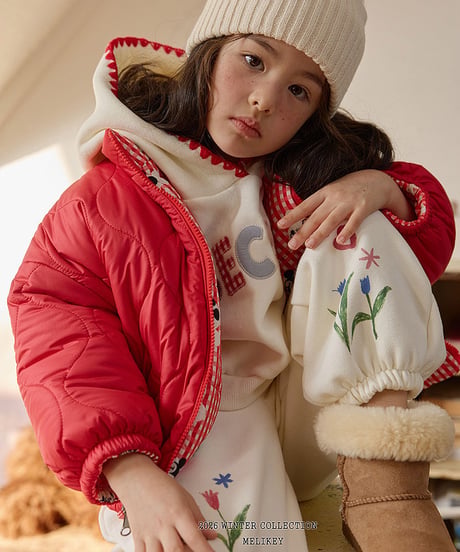 予約 melikey Mickey check reversible jumper