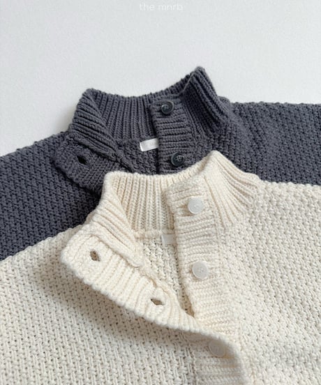 予約minirobe Waffle high neck cardigan
