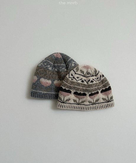 予約minirobe Flower jagard beanie