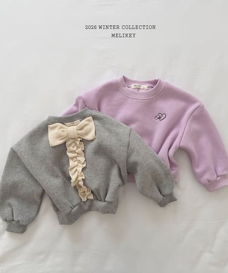 予約 melikey Ribbon frill man to man