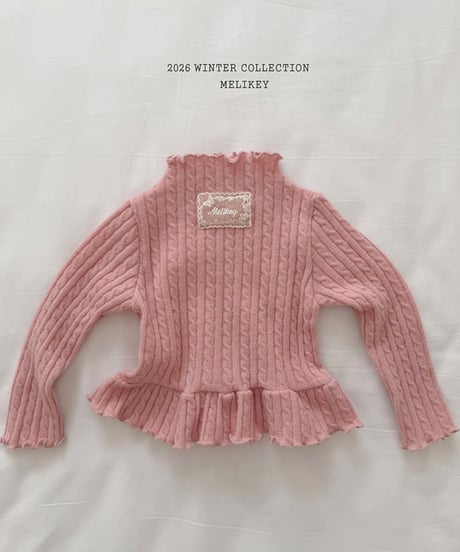 予約 melikey Cable knit frill Tee