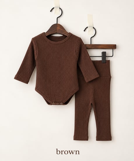 即納Soft Rib Baby body&leggings  Set