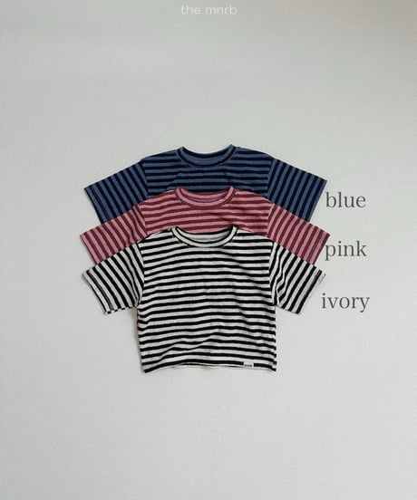 予約minirobe Cozy Stripe 3/4 Sleeve Tee