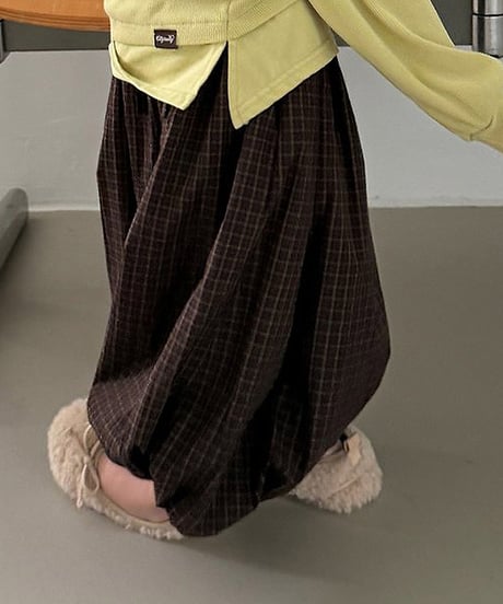 予約Elly Molly Autumn Grid Balloon Pants