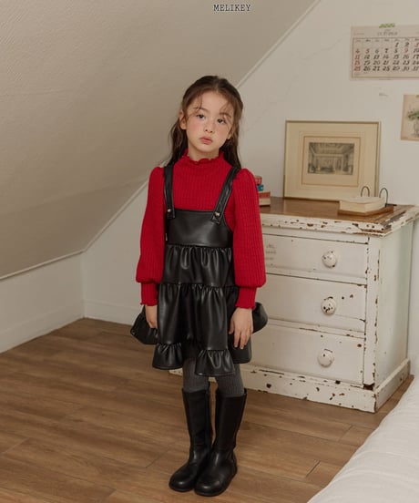 予約 melikey Chic leather Kang Kang one-piece