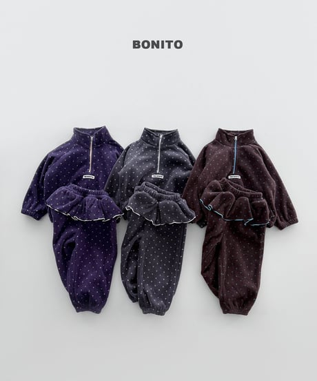 予約 bonito Ttaeng Frill Half-Zip Fleece Set