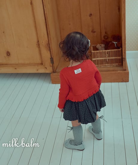 予約milkbalm Heart Ribbed Cardigan Set