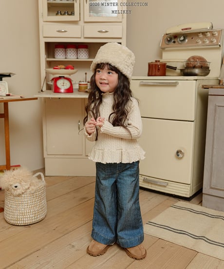 予約 melikey Velvet ribbon denim pants