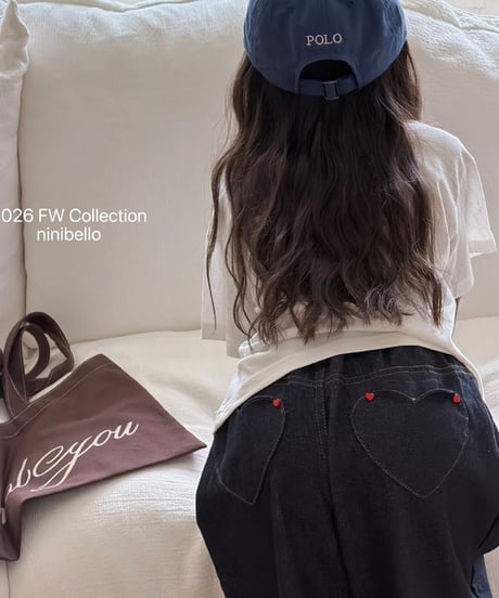 予約 ninibello Tommy Heart Denim Pants