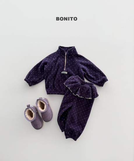 予約 bonito Ttaeng Frill Half-Zip Fleece Set