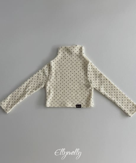 予約Elly Molly Dot Fleece-Lined Mock Neck Tee