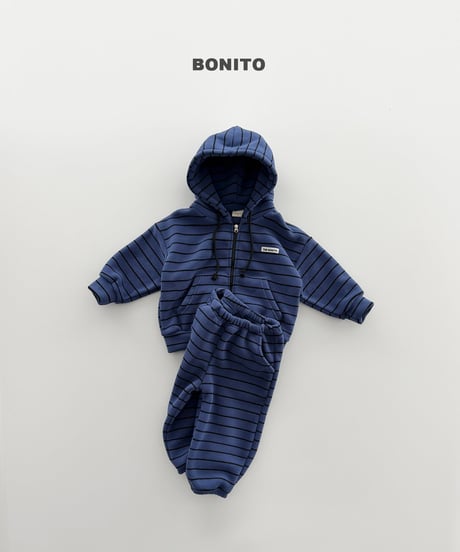 予約 bonito Stripe Hooded Zip-Up Set