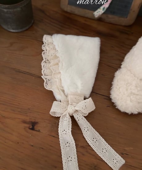 予約 marron Lace fur headband