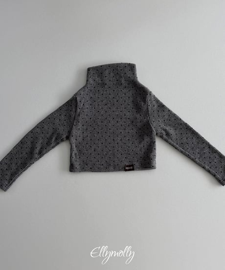 予約Elly Molly Dot Fleece-Lined Mock Neck Tee