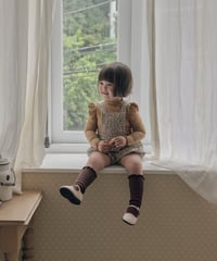 予約 The beige Ribbed frill tee