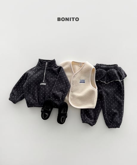 予約 bonito Ttaeng Frill Half-Zip Fleece Set
